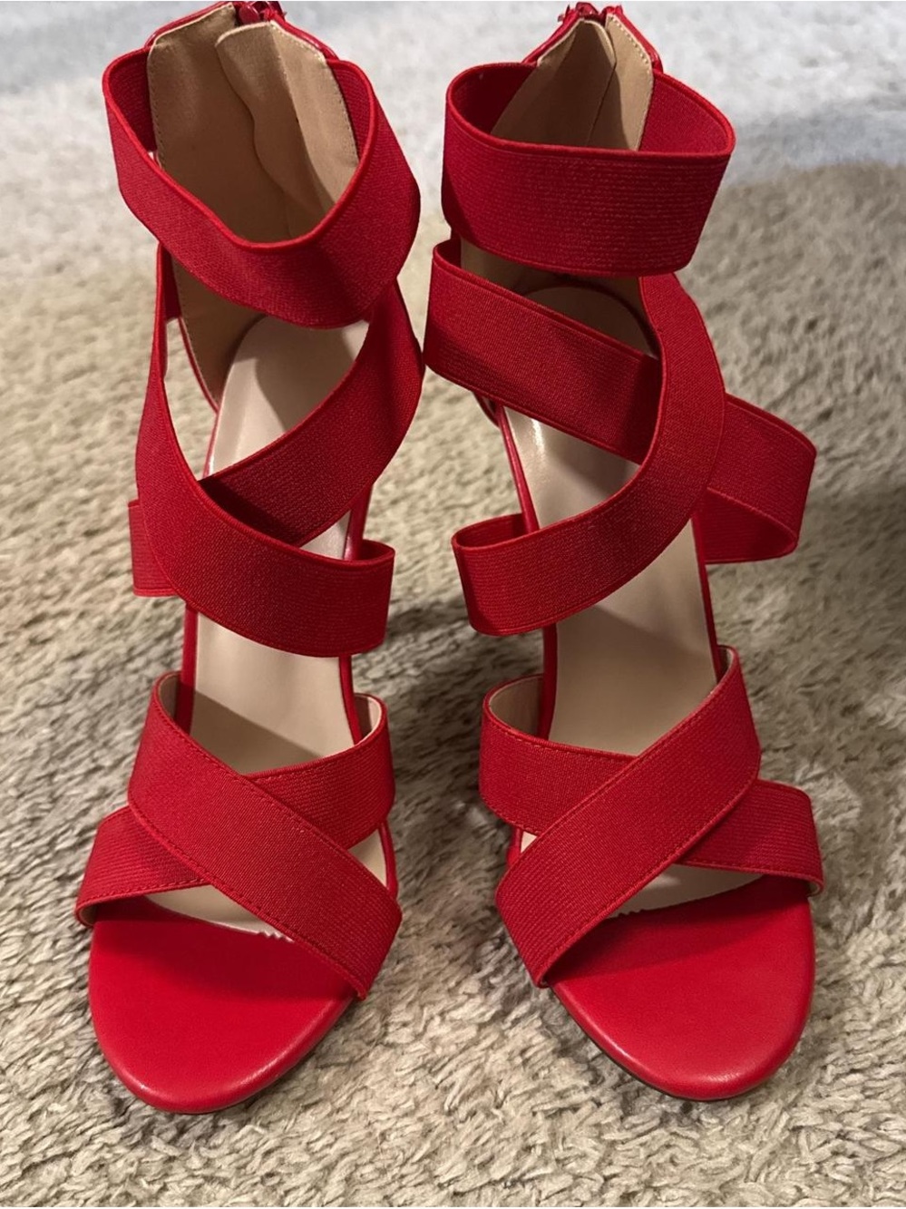 SHEIN Red Spiral Strap High Heels